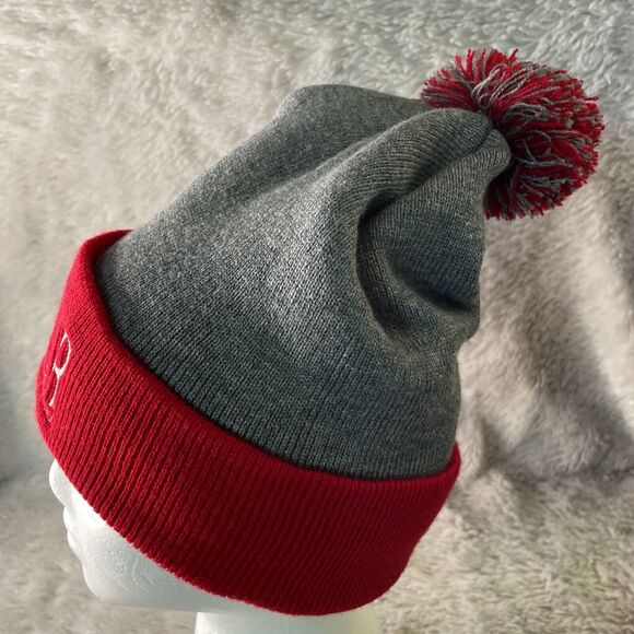 Flash Star Laboratories Beanie with Pom Stocking Cap Knit Gray Red DC Comics - Picture 9 of 10